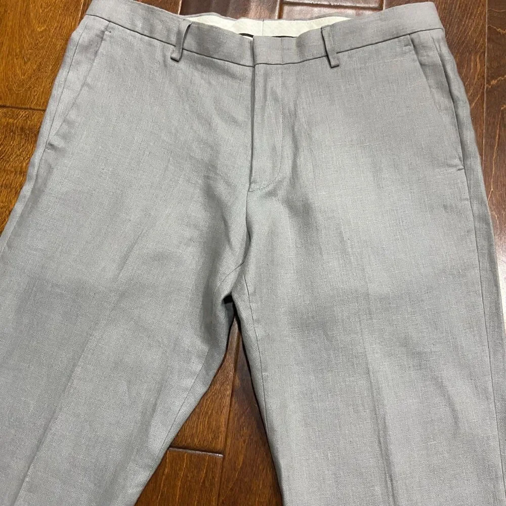J. Crew Ludlow Slim Irish Linen Light Gray Casual Pants Men's Size 33W x 34L